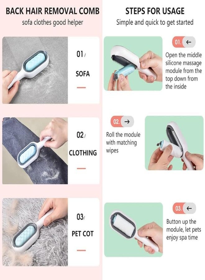 Kittupet pet hair Gravity long Haired Dog Brush, 100 Tissue Included, Pet Brush, Healing Brush, Slicker Brush, Cat Comb, Dog Comb, One Massage, Fur Cleaner, One Touch Removal, Grooming Expert, Combo Pack (Blue) - Image 5